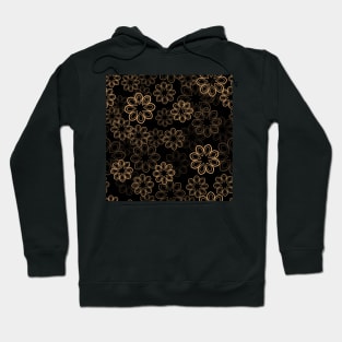 Neon Floral Light Orange on Black Repeat 5748 Hoodie